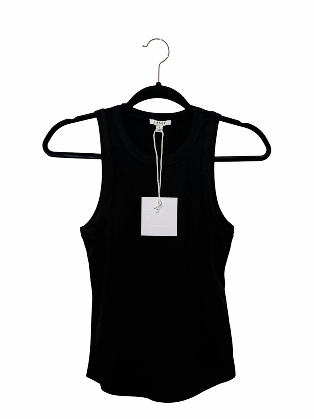 NWT Pistola Black Ribbed Tank Top - Women's Sleeveless Tee size small